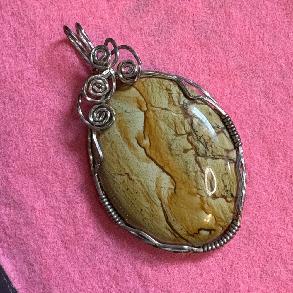 wrapped jasper pendant